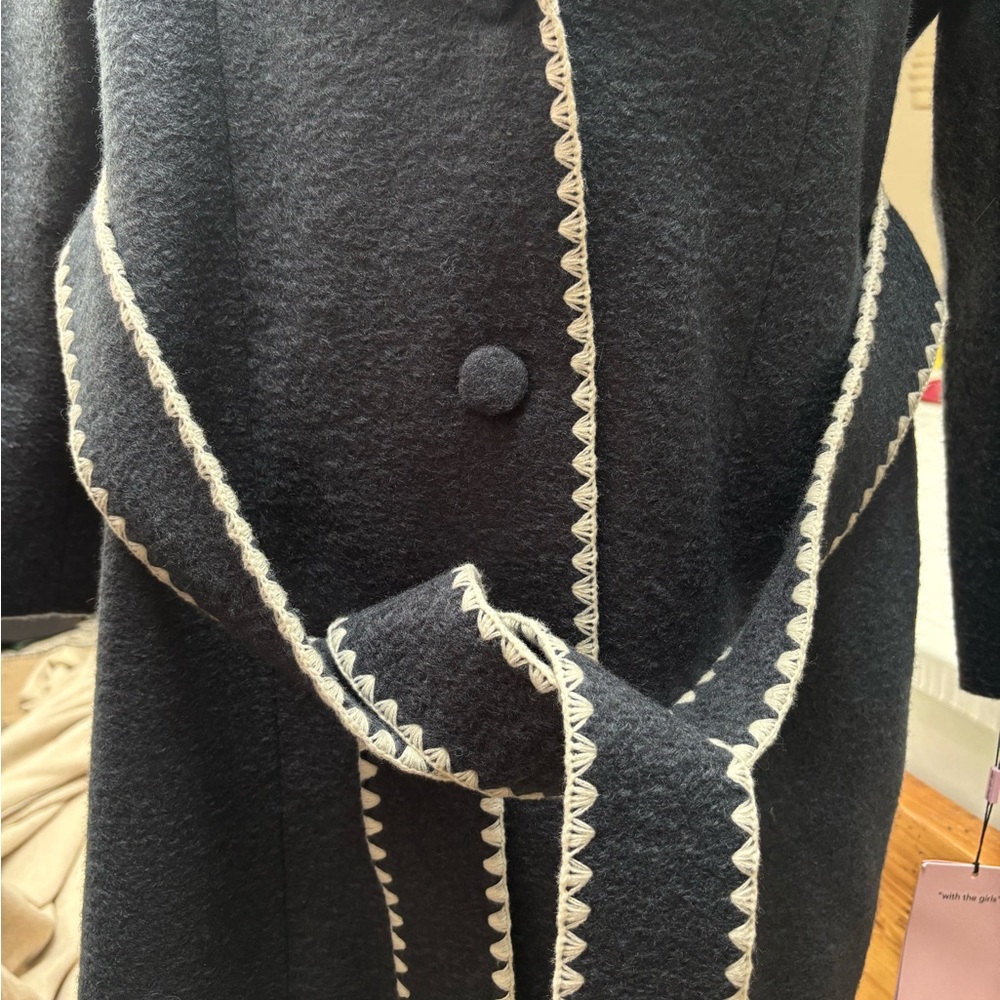 Avec Les Filles Charcoal Coat with Subtle White Accents - Picture 4 of 9